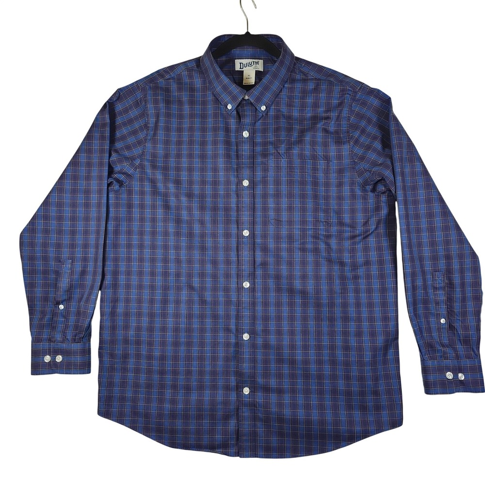 Duluth Trading Co Slim Fit Plaid Long Sleeve Button Down‎ Shirt Men's XL